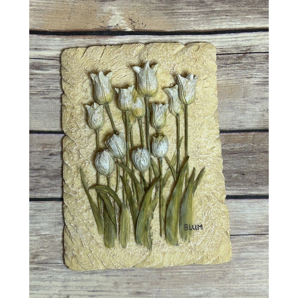 vintage cherie blum 3D resin wall art tulips 6.25x4.5"